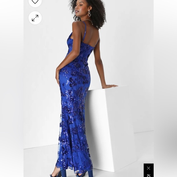 Lulus Sequined Royal Blue Mermaid Dress - Picture 2 of 10
